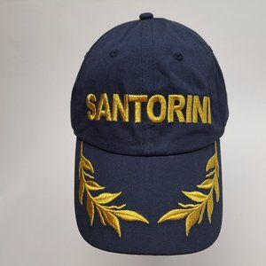 Santorini - Greece Relaxed Cotton Hat Direct Embroidered Blue/Gold Strapback *